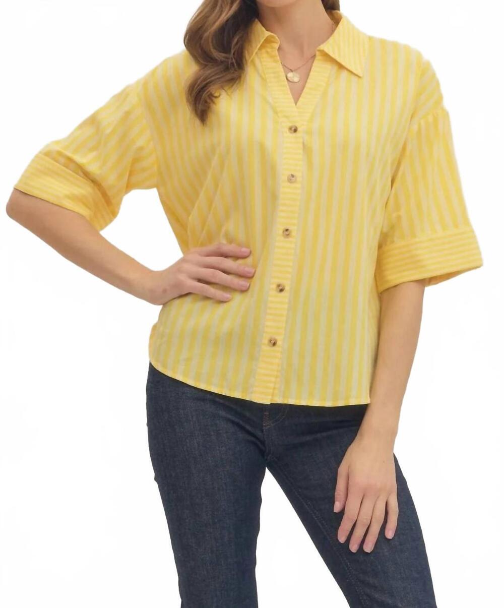 NEW ENTRO stripe top in yellow